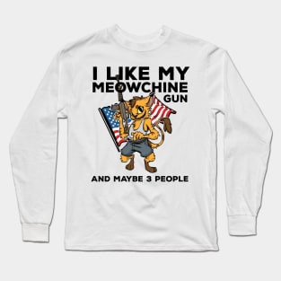 Pro 2nd Amendment Funny Cat Pun Machine Gun Rights Cats Gift Long Sleeve T-Shirt